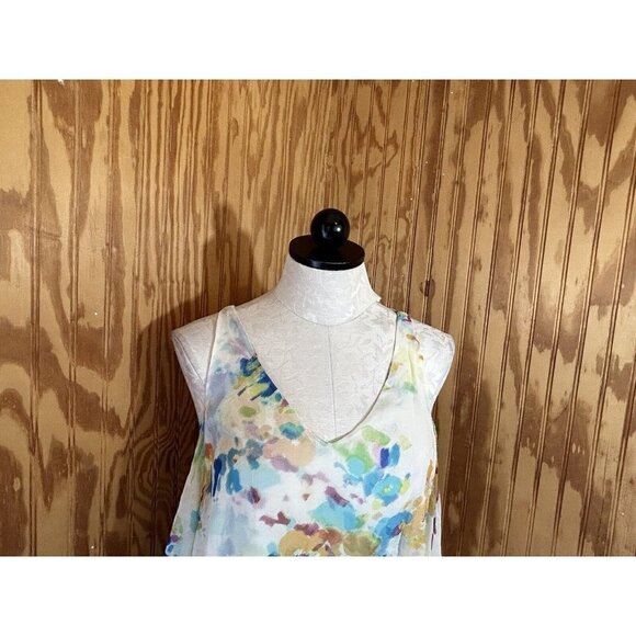 Anthropologie Maeve Silk Chiffon Cold Shoulder Watercolor Top Size Small - Picture 4 of 10